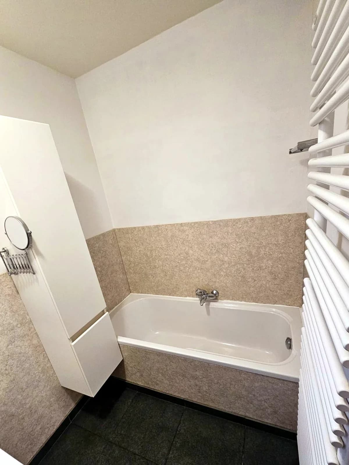 Bath replaced by a shower with a sliding screen, before the work
